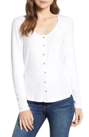 Women's Socialite Button Front Top, Size Medium - White | Nordstrom