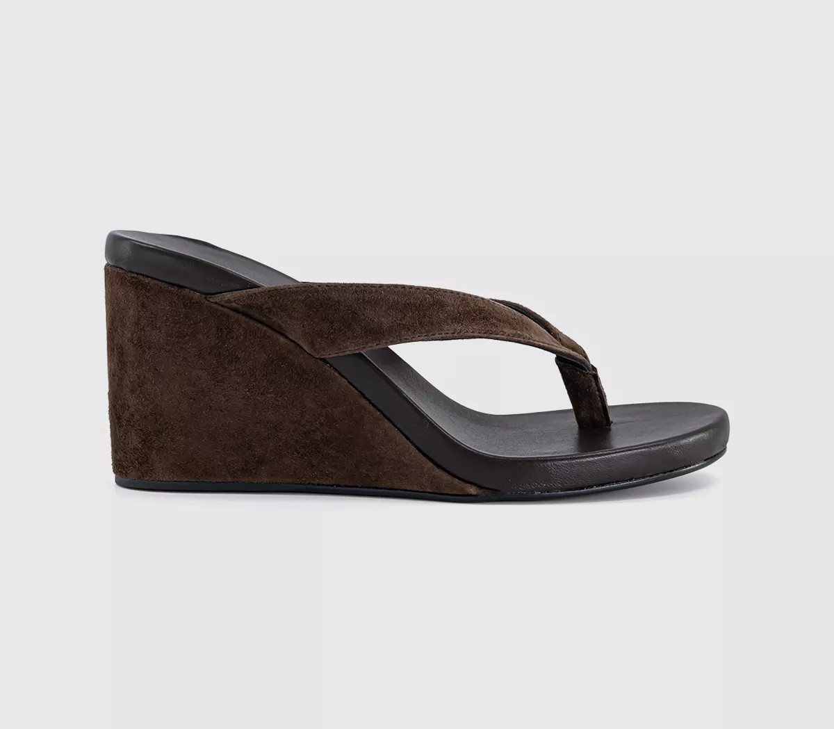 Tony Bianco Avanti Toe Post Wedge Heels Espresso Suede - Mid Heels | Office Shoes (UK)