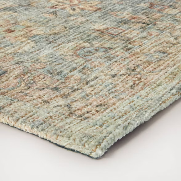 Ledges Digital Floral Print Distressed Persian Rug Green - Threshold™ designed by Studio McGee | Target