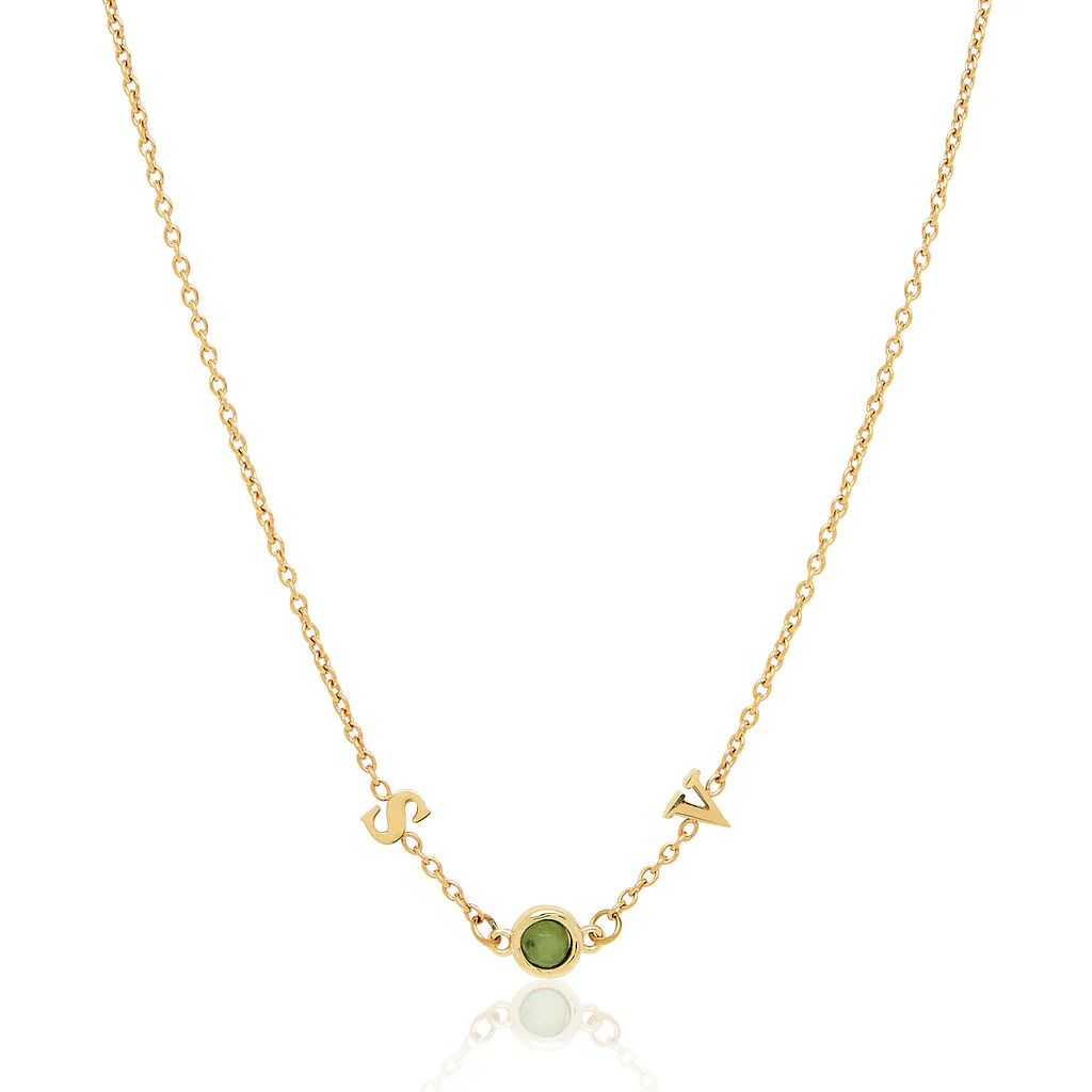 Initials & Birthstone Necklace (Gold) | Abbott Lyon