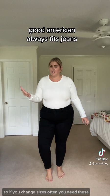 Wearing the jeans in the 20-26 size and the body suit in a 3XL 