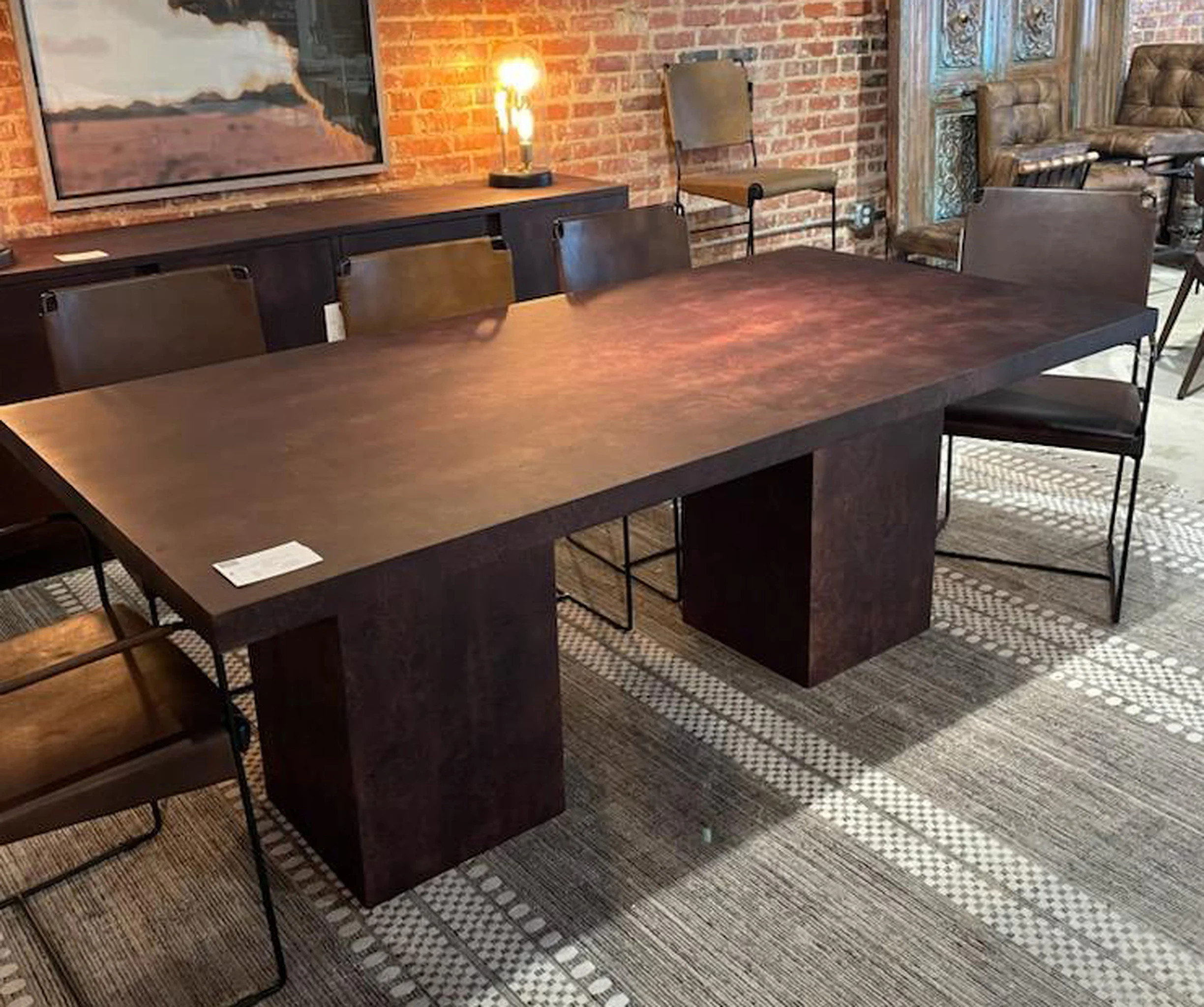 Milan 79 Inch Burl Dining Table In Aged Mahogany | 1stopbedrooms