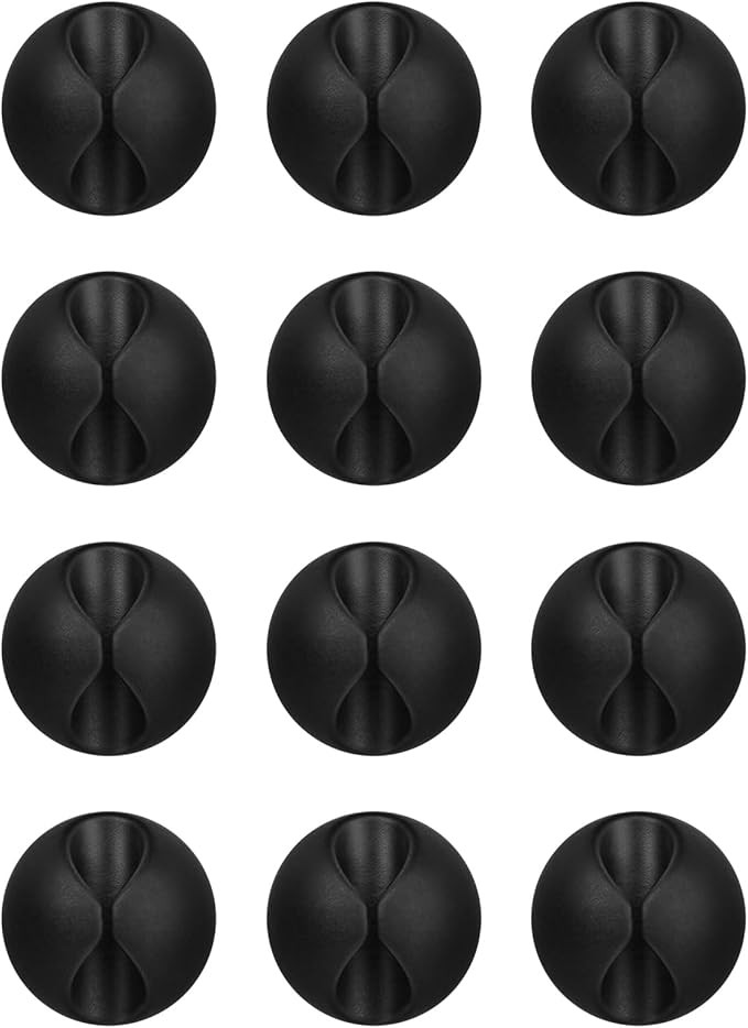 Flezoo Cord Holder Cable Holder, 12PCS Black Adhesive Cable Clips Cord Organizer Charger Holder W... | Amazon (US)