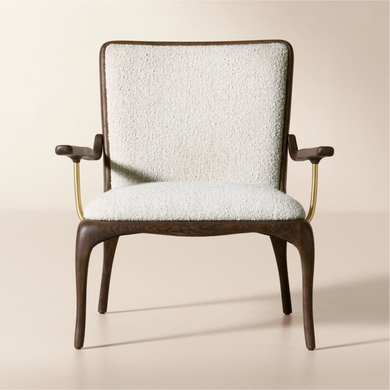 Colby White Boucle Accent Chair with Oak Frame | CB2