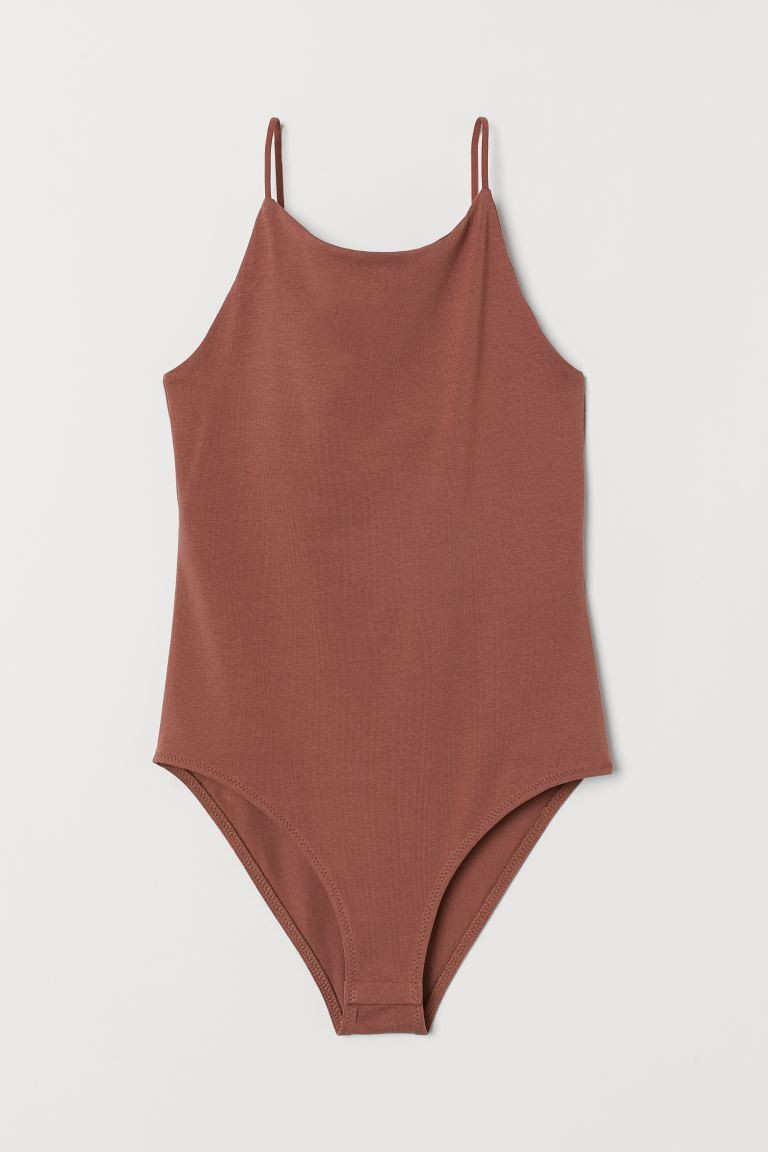 Narrow-shoulder-strap Bodysuit - Brown - Ladies | H&M US | H&M (US + CA)