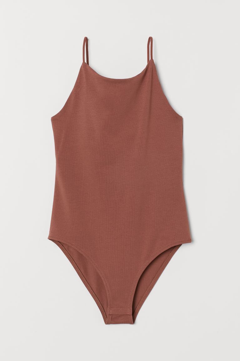 Narrow-shoulder-strap Bodysuit - Brown - Ladies | H&M US | H&M (US)