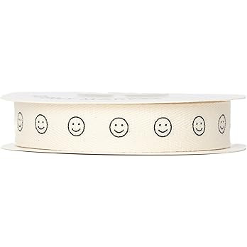 Cotton Herringbone Custom Ribbon Natural 5/8” x 10 Yards (5/8'', Smiley Faces) | Amazon (US)