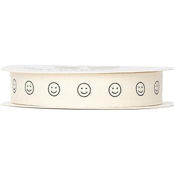 Cotton Herringbone Custom Ribbon Natural 5/8” x 10 Yards (5/8'', Smiley Faces) | Amazon (US)