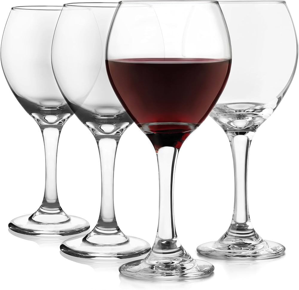 Libbey Classic Red Wine Glasses Set of 4, Dishwasher Safe, Rounded Rim Stemmed Wine Glasses, Perf... | Amazon (US)