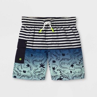Toddler Boys' Striped Swim Trunks - Cat & Jack™ Blue | Target