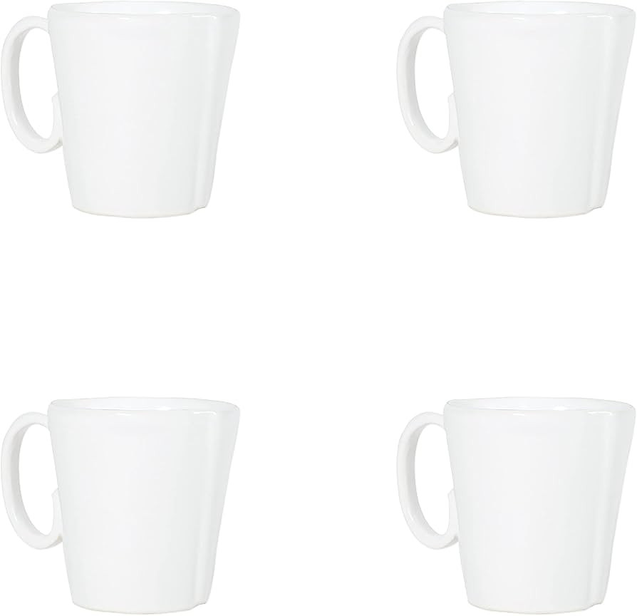 Vietri Lastra White Mug 4" H, 12 oz, Set of 4 Italian Stoneware Ceramic Cup | Amazon (US)