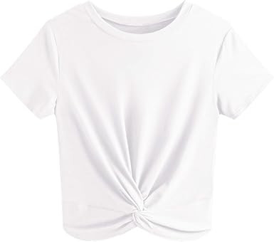 JINKESI - Blusa de manga corta informal y de verano para mujer, ombliguera con cuello redondo y n... | Amazon (US)
