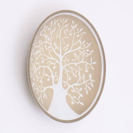 Beige & White Tree Of Life Decorative Plate 42x42cm | TK Maxx