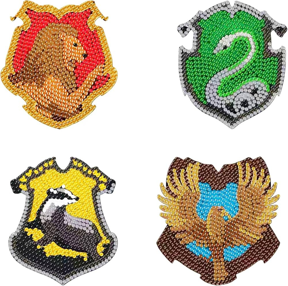 4Pcs Diamond Art Painting Coasters Harrys Magic Academy Badge Diamond Art Kits for Adults Kids Be... | Amazon (US)