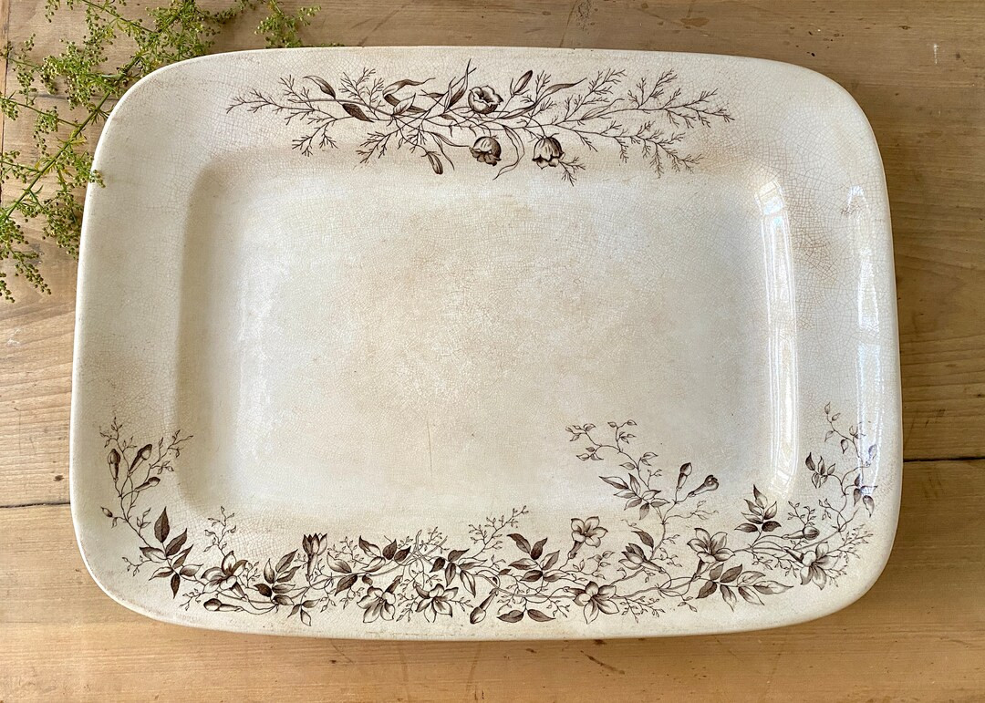 Antique 19th Century Brown Ironstone Transferware Platter JASMINE Thomas & Fred Booth Staffordshi... | Etsy (US)
