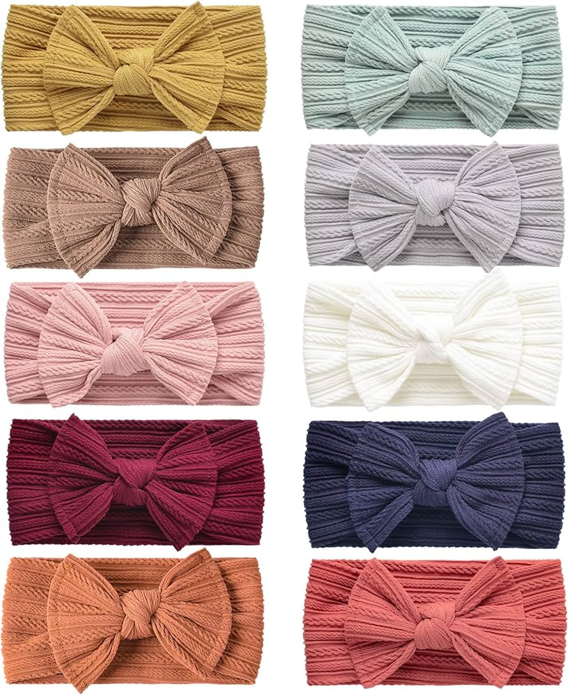 Niceye Handmade Baby Headbands Stretchy Nylon Headband with Bows for Infant Baby Toddler Girls- P... | Amazon (US)