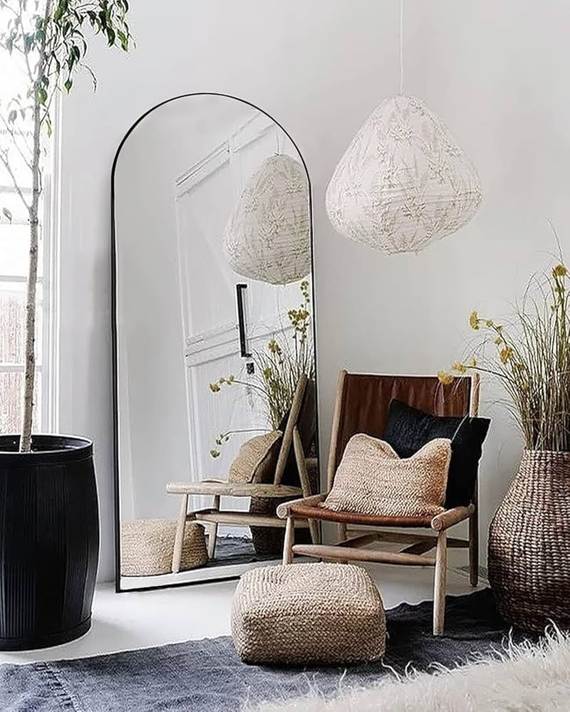 Otlsh Floor Mirror, 71"×30" Arched Full Length Mirror Arched with Stand, Standing Mirror, Full B... | Amazon (US)