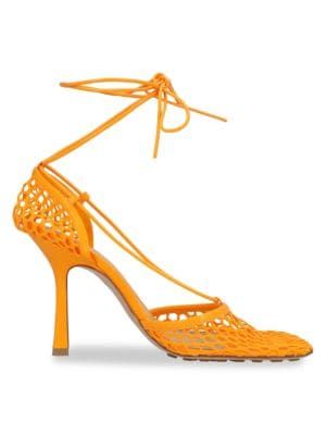 Bottega Veneta Bottega Veneta Women Stretch Orange Mesh And Leather Pumps Heels Pumps on SALE | S... | Saks Fifth Avenue OFF 5TH