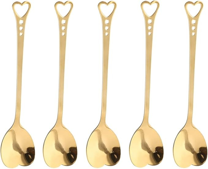 10-Piece Heart-Shaped Stainless Steel Dessert Spoon Set for Home, Restaurant, Cafe, and Bar - Ele... | Amazon (US)