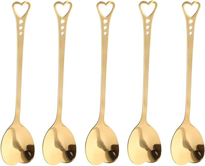 10-Piece Heart-Shaped Stainless Steel Dessert Spoon Set for Home, Restaurant, Cafe, and Bar - Ele... | Amazon (US)