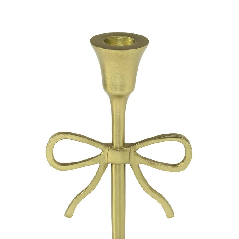 My Texas House Metal Bow Taper Candle Holder, 8", Gold | Walmart (US)