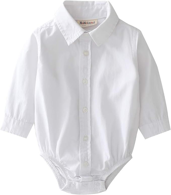 MOMOLAND Infant Baby Boys Woven Button Up Bodysuit Shirt | Amazon (US)