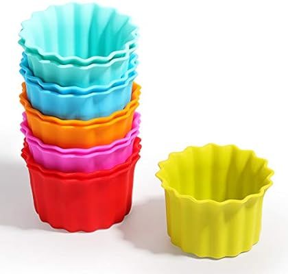 Kayaso Reusable Silicone Baking Cups, None-Stick Cupcake Muffin liners, BPA free, Fluted Round Mo... | Amazon (US)