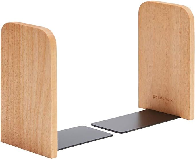 Pandapark Wood Bookends,Non-Skid Bookend for Shelves,Heavy Duty Bookends,Book Stand for Books/CDs... | Amazon (US)