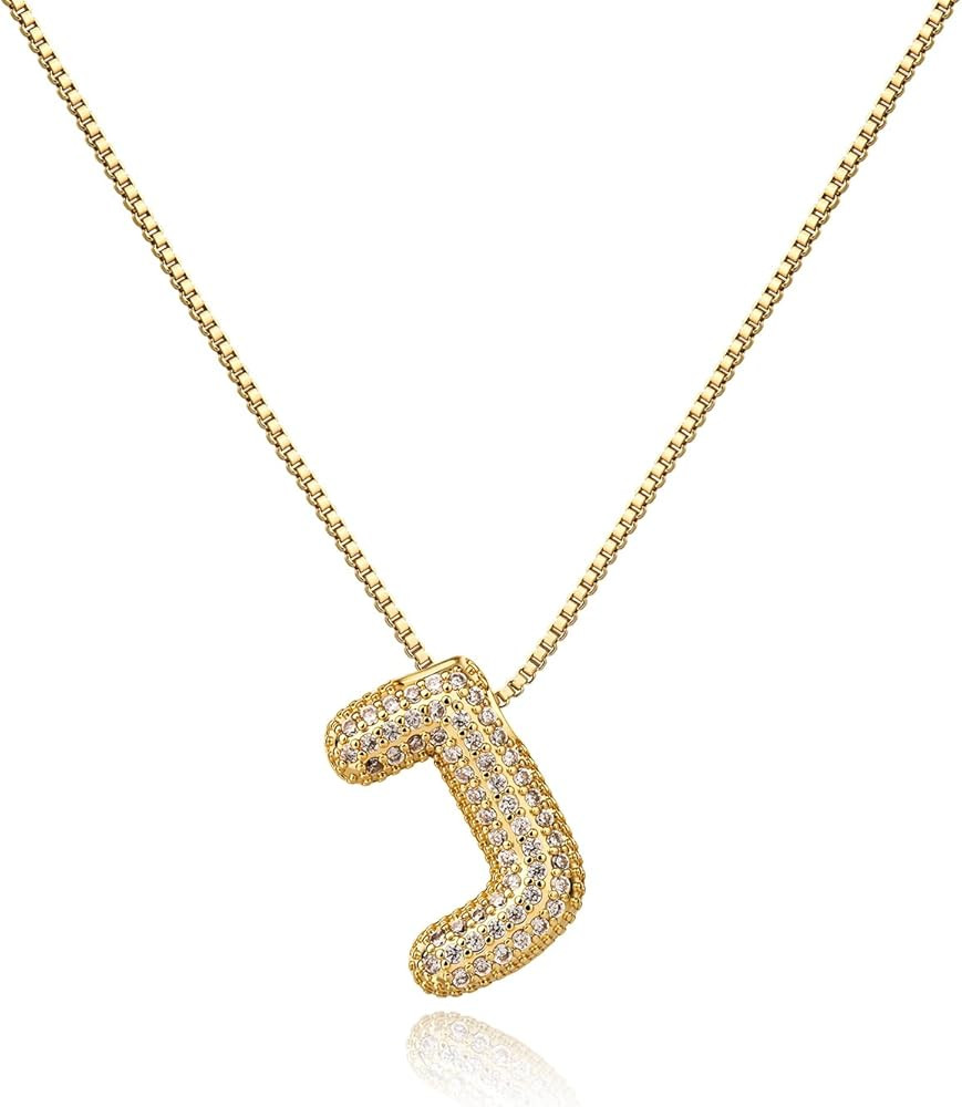 Cicy Bell Initial Necklace for Women 14k Gold Plated Cubic Zirconia Luxurious Personalized Dainty... | Amazon (US)