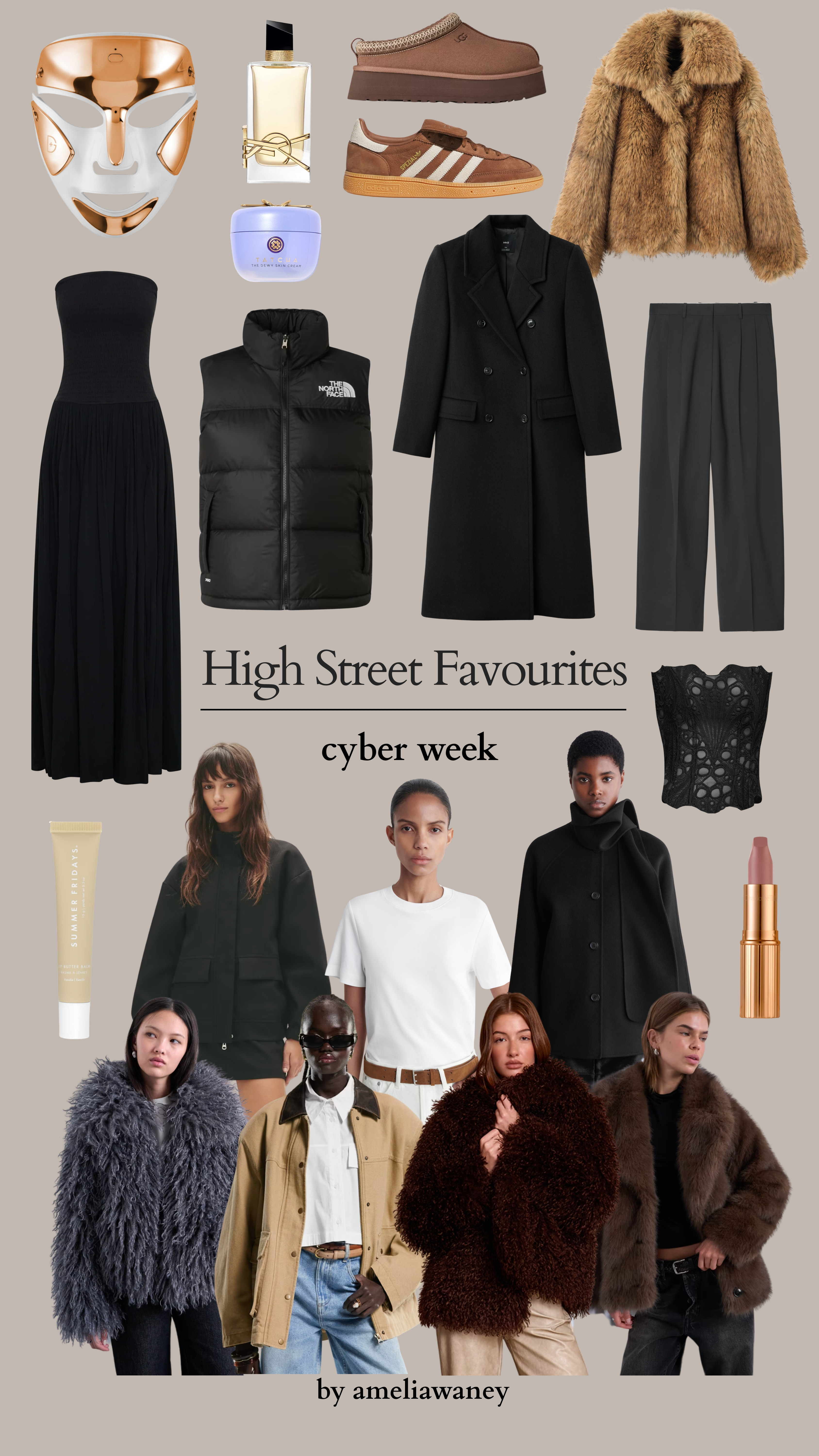 Cyber Week: High Street Favourites 🤎✨

Coat, winter coat, mongolian fur, faux fur coat, party wear, LED mask, Summer Friday's, Tatcha, Adidas, Ugg, COS, tailored trousers, wool coat 

 #LTKCyberWeek #LTKGiftGuide #LTKHoliday