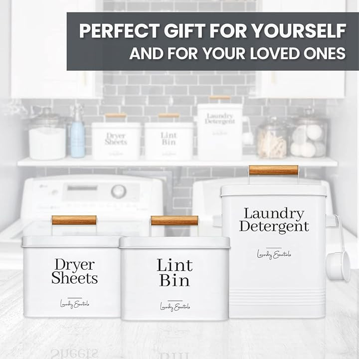 Modern Farmhouse Laundry Detergent Container for Laundry Room Decor and Accessories, Metal Laundry P | Amazon (US)