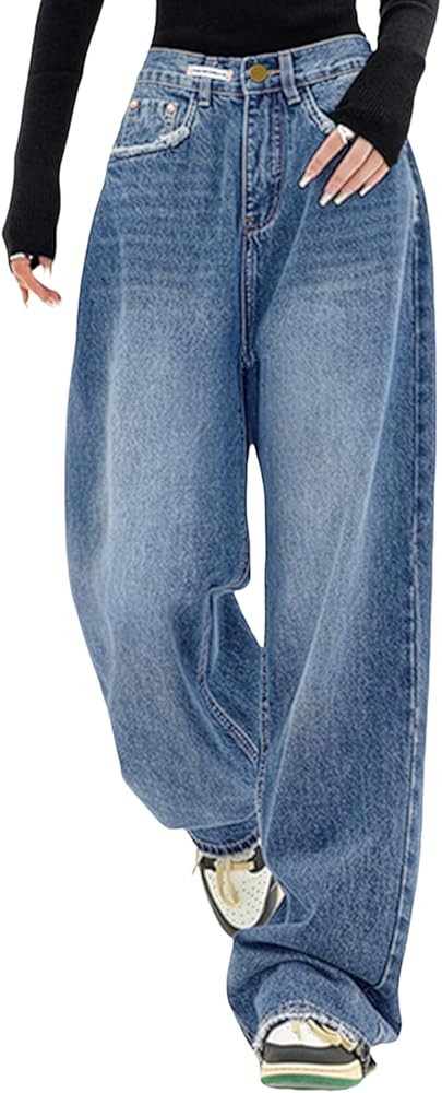 EMMIOL Jeans for Women Wide Leg Baggy Jeans Y2K Casual Loose Boyfriends Trousers Vintage Streetwe... | Amazon (US)