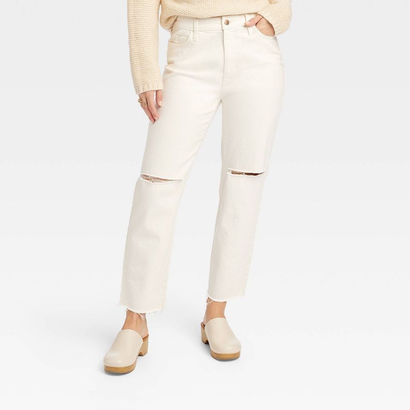 Women's Super-High Rise Curvy Vintage Straight Jeans - Universal Thread™ White | Target