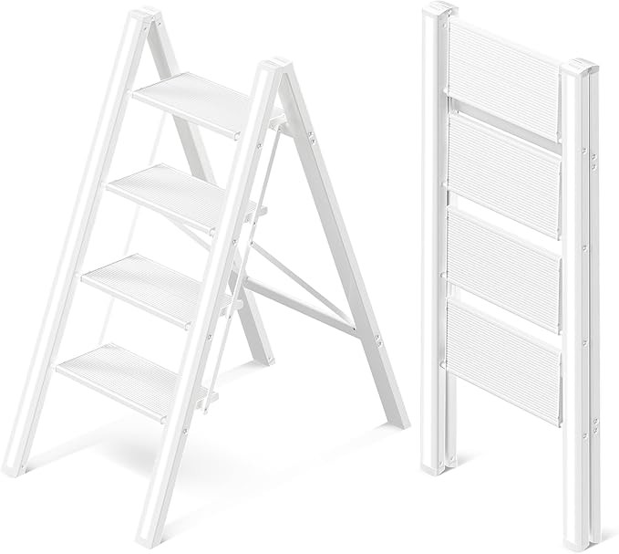 GameGem 4 Step Ladder, Aluminum Folding Step Stool with Anti-Slip Sturdy and Wide Pedal, Lightwei... | Amazon (US)
