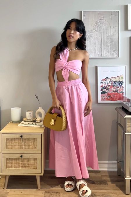 Spring outfit, matching set, maxi skirt, pink outfit, preppy style, daily outfit, parisian style, casual chic 

#LTKunder50 #LTKfit #LTKstyletip