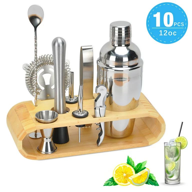 Lychee 10 Piece Home Cocktail Shaker Set Professional Stainless Steel Bartender Drink Making Tool... | Walmart (US)