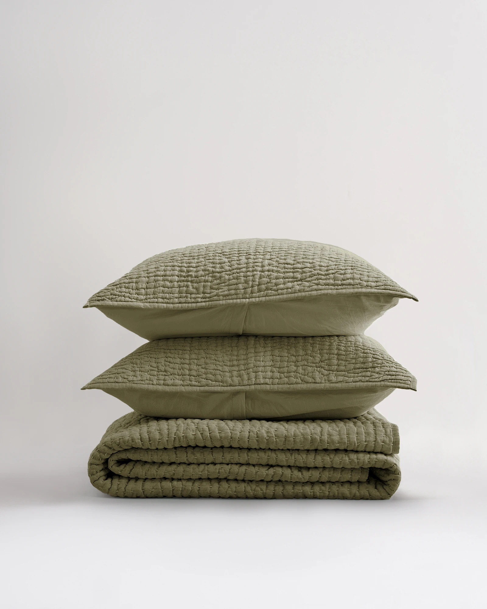 European Linen Cotton Stitch Quilt Set | Quince