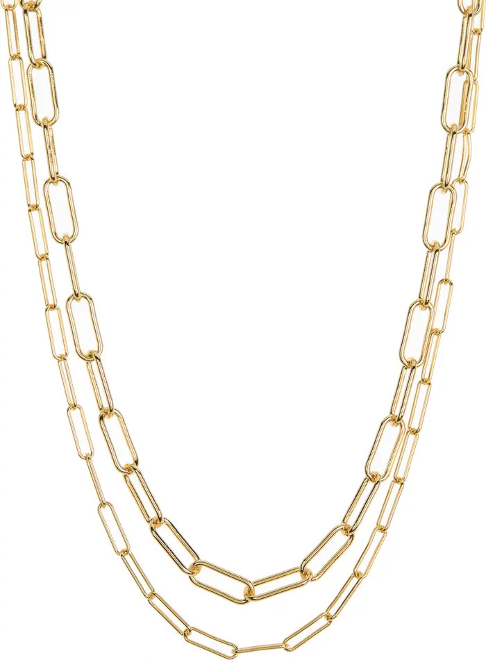 Adornia 14K Gold Plated 3mm & 4mm Paperclip Chain Necklace Set | Nordstromrack | Nordstrom Rack