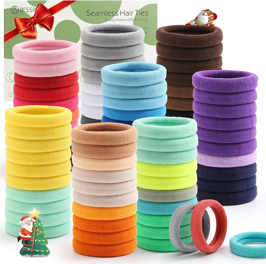 100PCS Elastic Hair Ties, Seamless Hair Band, Ponytail Holder No Crease Damage, Cotton Bands, Hai... | Amazon (US)