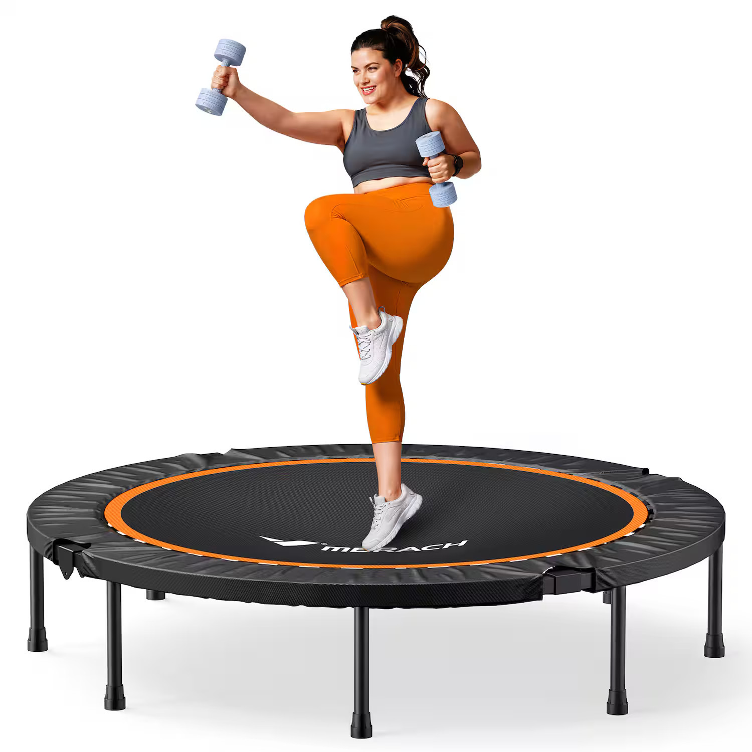 MERACH - 48"" Mini Trampoline for Adults & Kids, Indoor/Outdoor Rebounder Trampoline, Compact Fitness Exercise Trampoline - 48'' | Best Buy U.S.