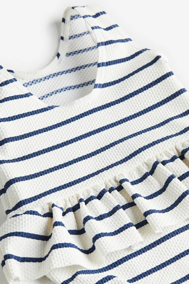 Flounced swimsuit - White/Blue striped - Kids | H&M GB | H&M (UK, MY, IN, SG, PH, TW, HK)
