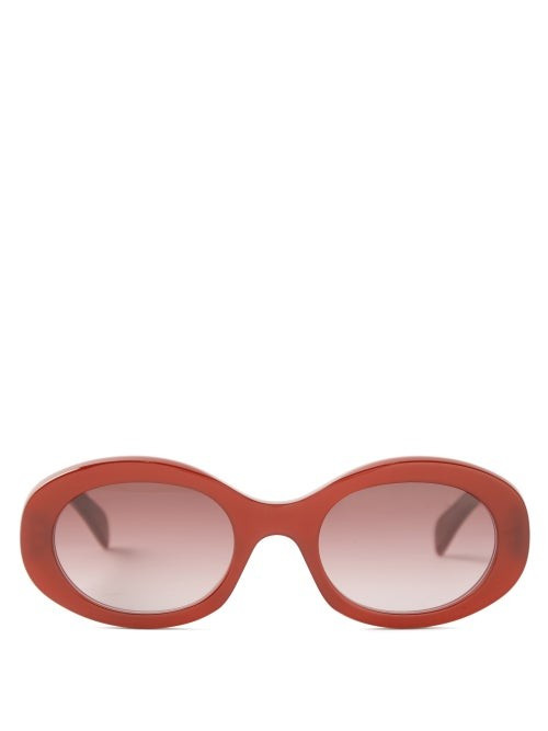 Celine Eyewear - Triomphe Oval Acetate Sunglasses - Womens - Dark Burgundy | Matches (US)