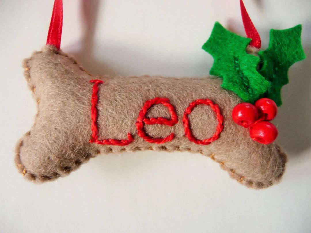 Personalized Dog Bone Felt Ornament. Christmas Ornament - Etsy | Etsy (US)