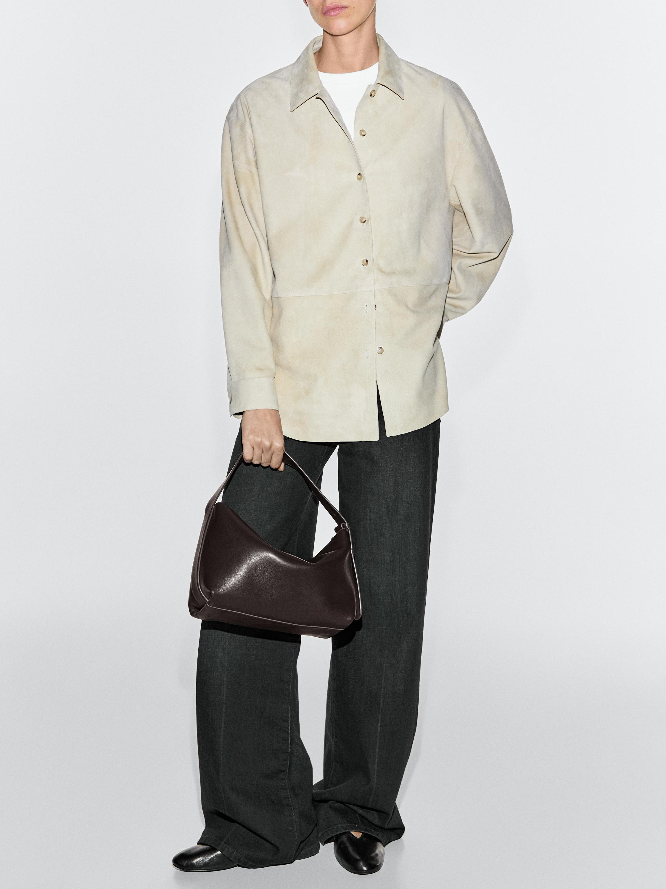 Small nappa leather shoulder bag | Massimo Dutti UK