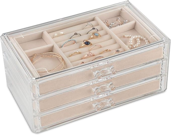 Jewelry Organizer Box, Jewelry Box for Women with Drawers, Clear Jewelry Organizer, Acrylic Jewel... | Amazon (US)