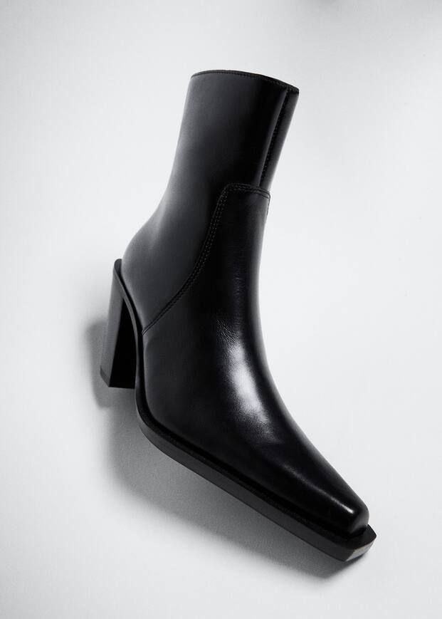 Leather pointed ankle boots -  Women | Mango USA | MANGO (US)