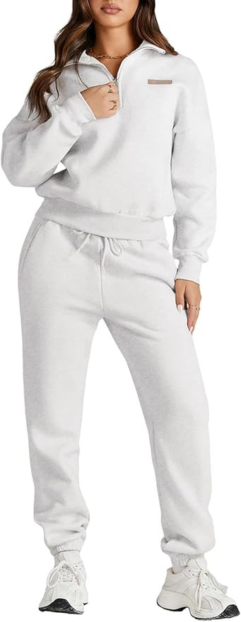Herseas Women 2 Piece Outfits Sweatsuit Lounge Set Half Zip Pullover with Jogger Airport Tracksui... | Amazon (US)