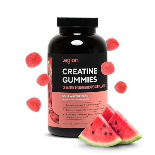 LEGION Creatine Monohydrate Gummies - Clean Creatine Chewables for Muscle Gain, Improving Endurance & Post Workout Recovery - Creatine Supplement for Maximum Absorption (150 Sour Watermelon Gummies) | Amazon (US)