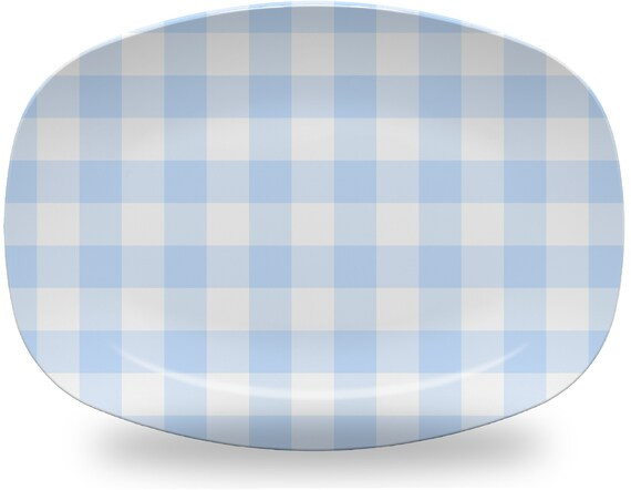 Luxury Asheville Check (Seersucker Blue) HeatSafe™ Dinnerware - Oven Safe, Microwave Safe, Dish... | Etsy (US)