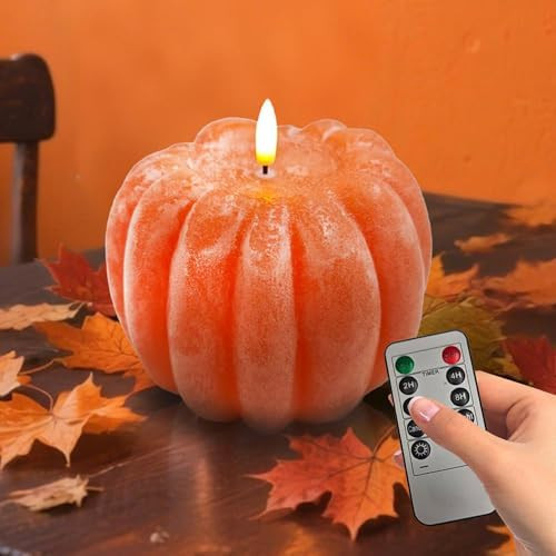 Fall Decor, Fall Decorations for Home - Flameless Pumpkin Candle with Timer Remote - Room Bedroom... | Amazon (US)